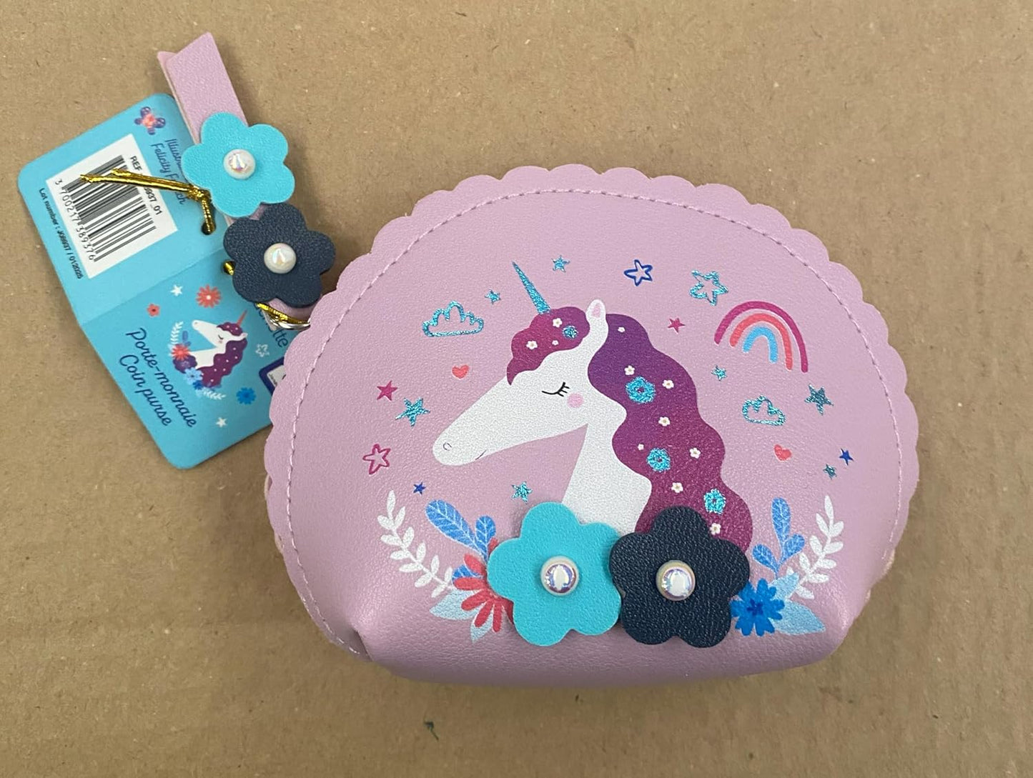 Janod - Bolsa Unicórnio - Bolsa para Meninas - Porta-moedas de Couro Sintético - Bolsa para Joias com Fecho de Zíper - Moda e Acessórios - 6 Anos ou Mais - J08937