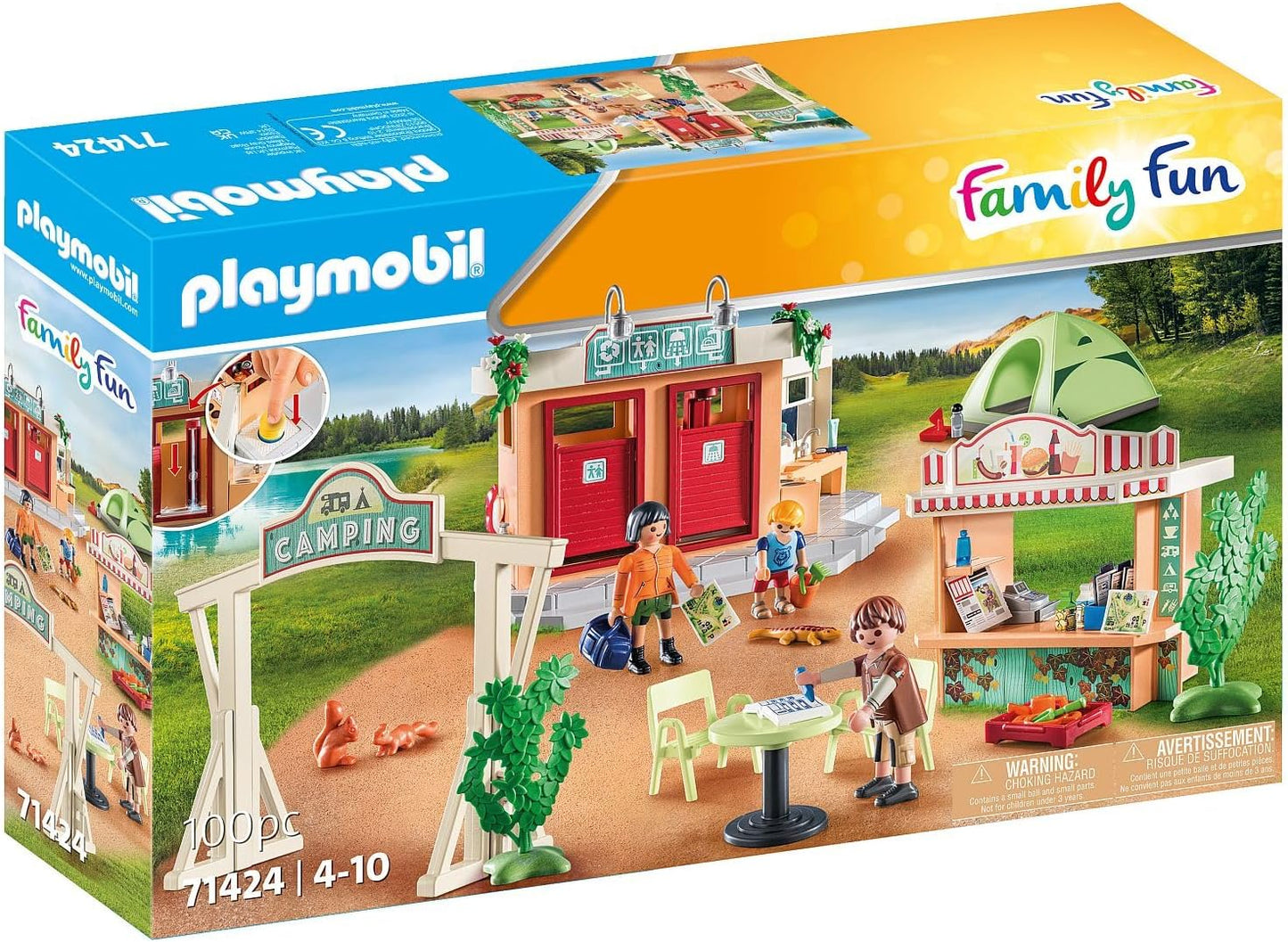 Playmobil 71424 Local de acampamento divertido para a família, brinquedo ao ar livre e dramatização imaginativa, conjuntos adequados para crianças de 4 anos ou mais