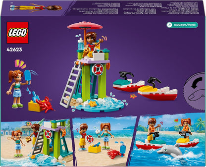 LEGO Friends Beach Water Scooter, conjunto de construção de brinquedos de salva-vidas para meninas, meninos e crianças de 5 anos ou mais, com 2 minibonecas e uma figura de golfinho para brincadeiras imaginativas, ideia de presente de aniversário 42623