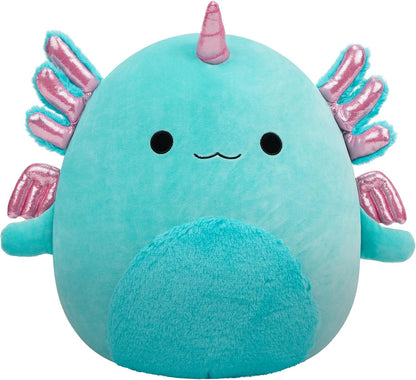 Squishmallows Original de 14 Polegadas – Bellamy, o Axolote-Alicórnio Verde-Azulado com Detalhe Brilhante