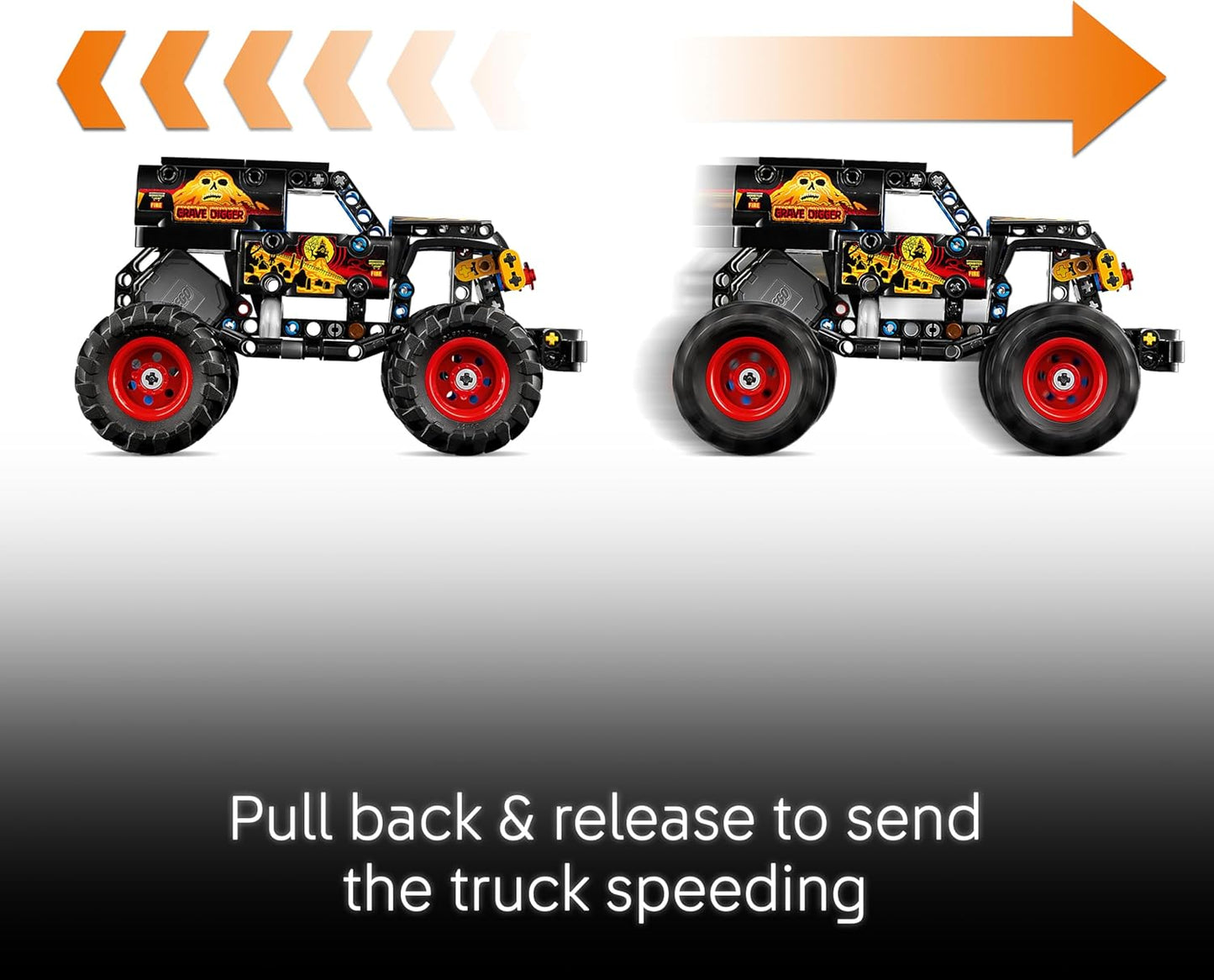 LEGO Technic Monster Jam Grave Digger Fogo e Gelo - Caminhão de Brinquedo com Mecanismo de Fricção - Kit de Modelo de Carro de Corrida com Detalhes Autênticos - Presente de Aniversário para Meninos, Meninas e Fãs a partir de 7 Anos - 42219