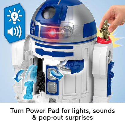 Brinquedo Fisher-Price Imaginext STAR WARS R2-D2 (44,5 cm de altura) com luzes e sons e chave metálica do personagem C-3PO para crianças a partir de 3 anos, HXG52