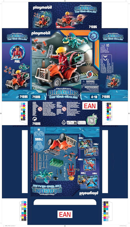 Playmobil 71085 Como Treinar o Seu Dragão: Conjunto de Segurança Base ICarus dos Nove Reinos, quad com motor retrátil e personagens de TV, Divertido Jogo de RPG Imaginativo, Conjunto Adequado para Crianças a partir de 4 Anos