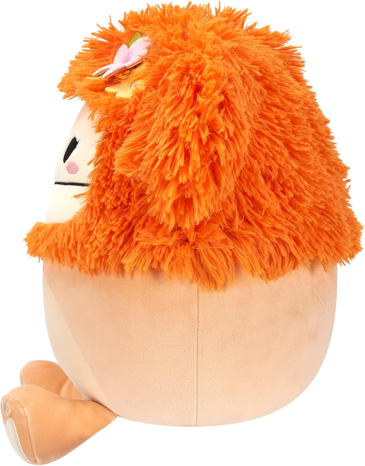 Squishmallows SQCR05428 12 polegadas-Shasta The Light Orange Bigfoot com alfinete de flor, multicor