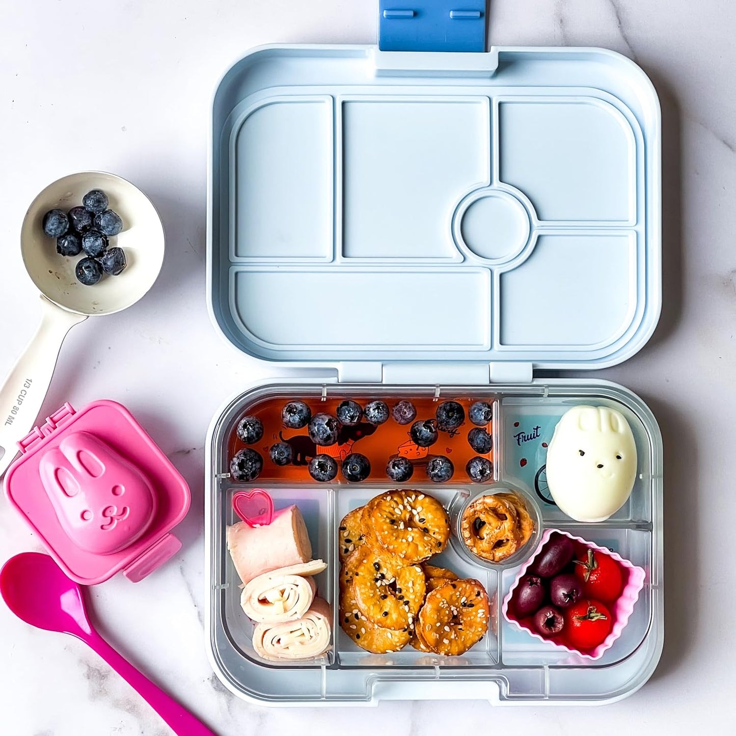 yumbox Recipiente original de lancheira Bento à prova de vazamentos para crianças (cinza nebuloso (bandeja de Paris))