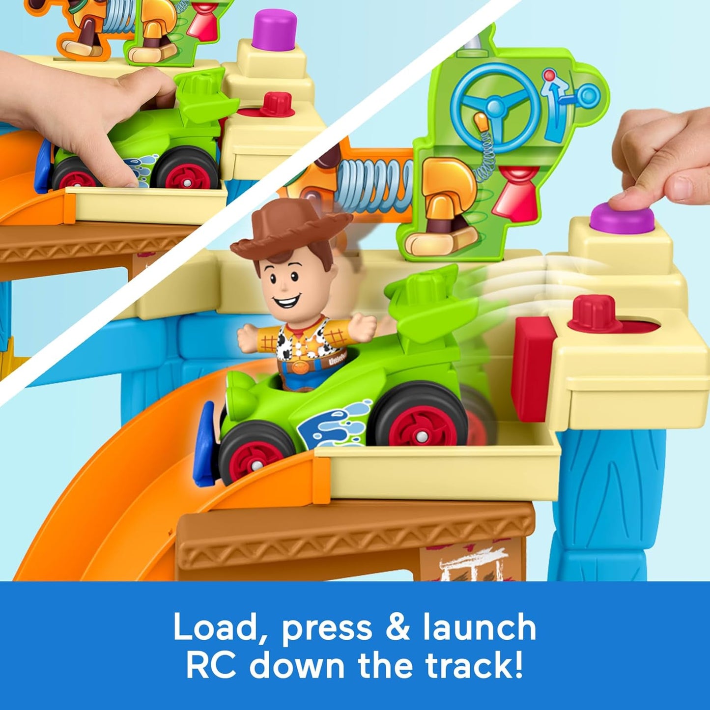 Fisher-Price Brinquedo Infantil Little People Disney & Pixar Toy Story Quarto do Andy com Figura do Woody e Veículo de Controle Remoto para Crianças a partir de 18 Meses, JKB05