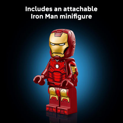 LEGO | Marvel Iron Man Mark 3 Collector's Edition Figure - Kit de Modelo de Exibição dos Vingadores para Adultos - Inclui Minifigura e Reator Arc - Presente Colecionável para Fãs - 76344