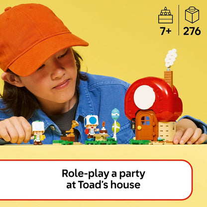 LEGO Super Mario Party na Casa do Toad - Conjunto Interativo com 2 Figuras, Cozinha, Quarto e Mesa de Piquenique - Presente Ideal para Crianças a partir de 7 Anos - 72041