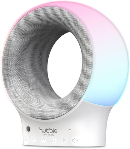 Hubble Monitor de áudio e chupeta Eclipse Smart Baby com luz noturna de 7 cores, alto-falante com música calmante e faixas de sono, sensor de temperatura ambiente, treinador de sono com conectividade Wi-Fi