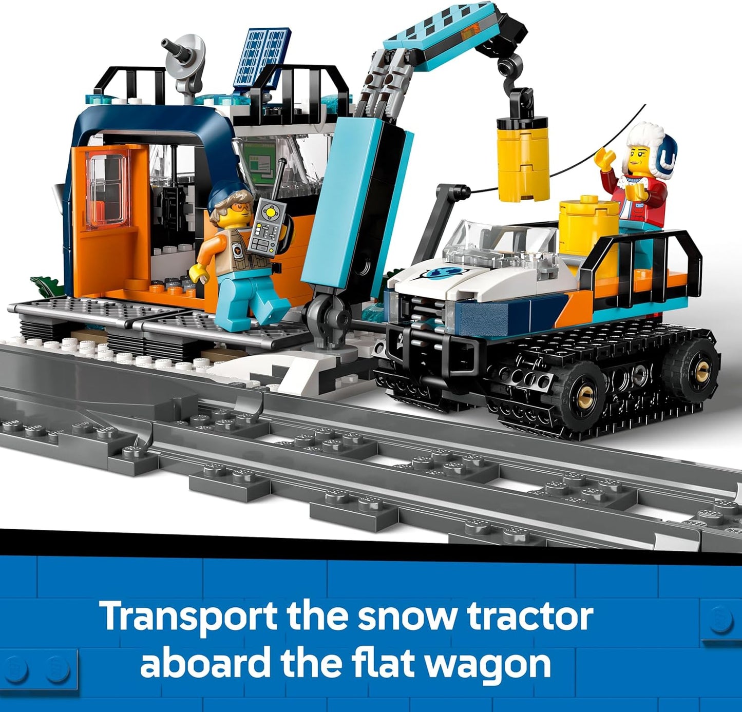 Conjunto de Trem Expresso Polar Ártico LEGO City Explorers - inclui um trem de brinquedo com controle remoto, limpa-neve, 22 peças de trilho, 6 minifiguras e função de queda de rochas - Presente para meninos e meninas a partir de 7 anos - 60470