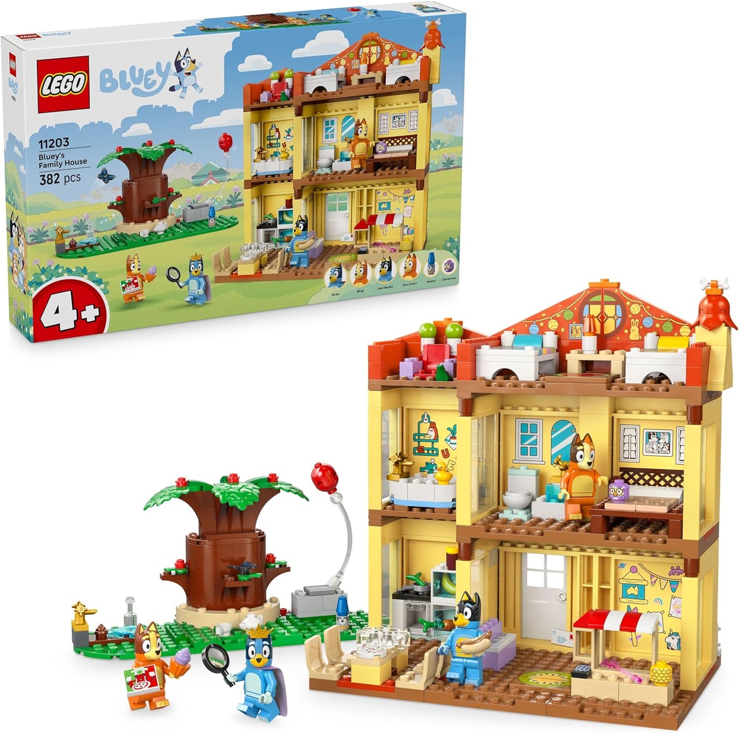 LEGO Bluey: Casa da Família Bluey - Conjunto Modular com Vários Cômodos, um Jardim, 4 Minifiguras e Acessórios Divertidos - Presente de Aniversário para Meninas e Meninos a partir de 4 Anos ou Fãs de Programas de TV - 11203