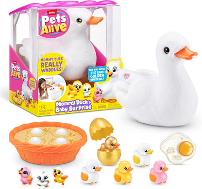 Pets Alive Mommy Duck & Baby Surprise da ZURU Nurturing Play Brinquedo interativo para meninas com chocagem surpresa.