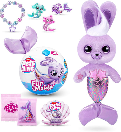 Pets Alive Furmaids da ZURU Sereia de Pelúcia Interativa com Luzes e Sons para Meninas (Coelhinho Roxo)
