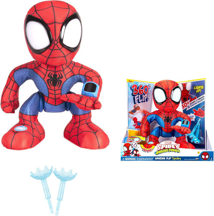 Homem-Aranha e Seus Incríveis Amigos - Incrível Homem-Aranha Flip - Pelúcia animatrônica de 30 cm com luzes, sons e lançador de dardos de teia - Brinquedos do Homem-Aranha da Marvel