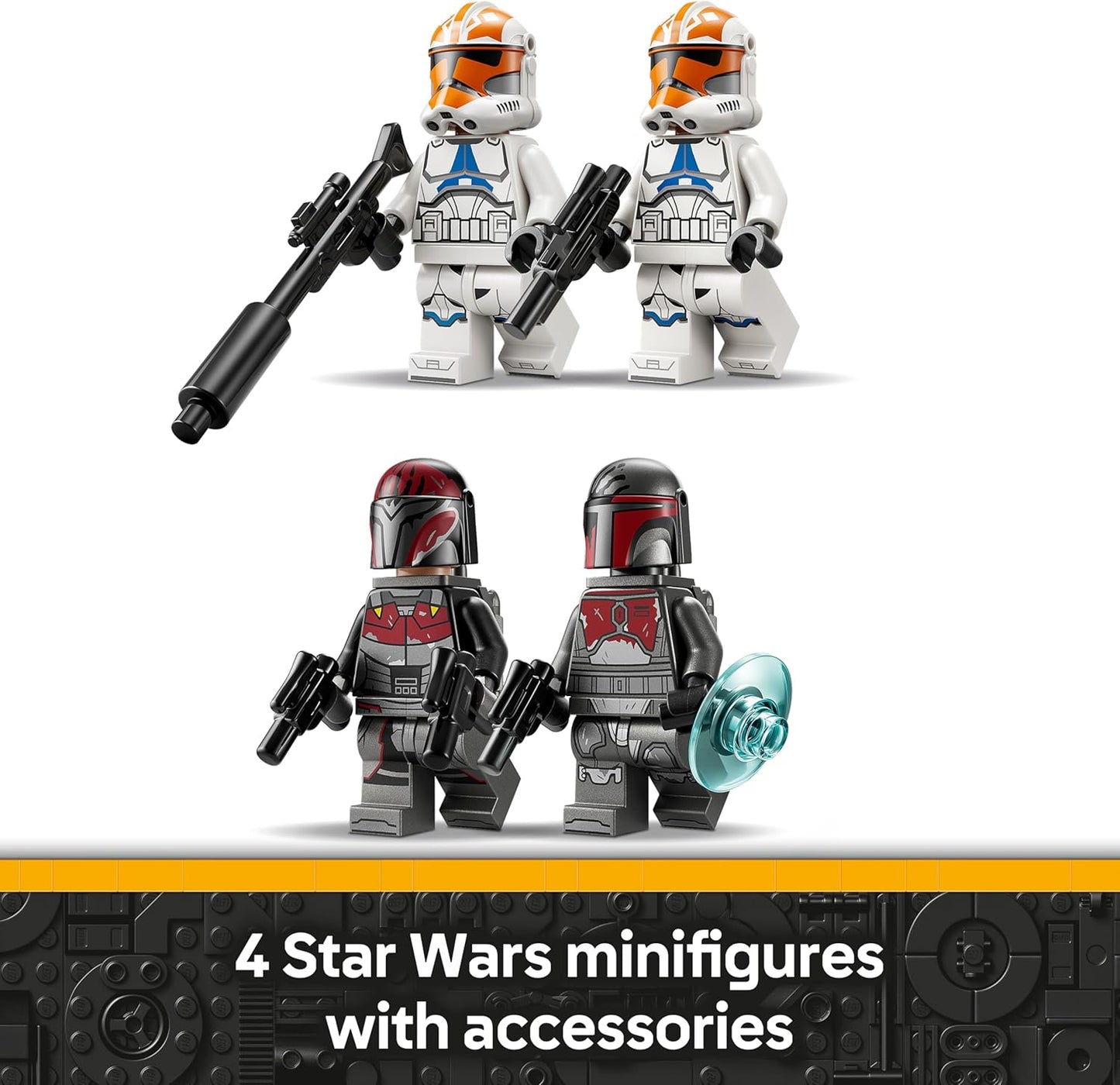 LEGO Star Wars 75449 Pacote de Batalha Cerco de Mandalore - Brinquedo de ação com 2 minifiguras de Mandalorianos e 2 de Soldados Clones, além de uma Speeder Bike e Blasters - Presente para meninos e fãs a partir de 6 anos