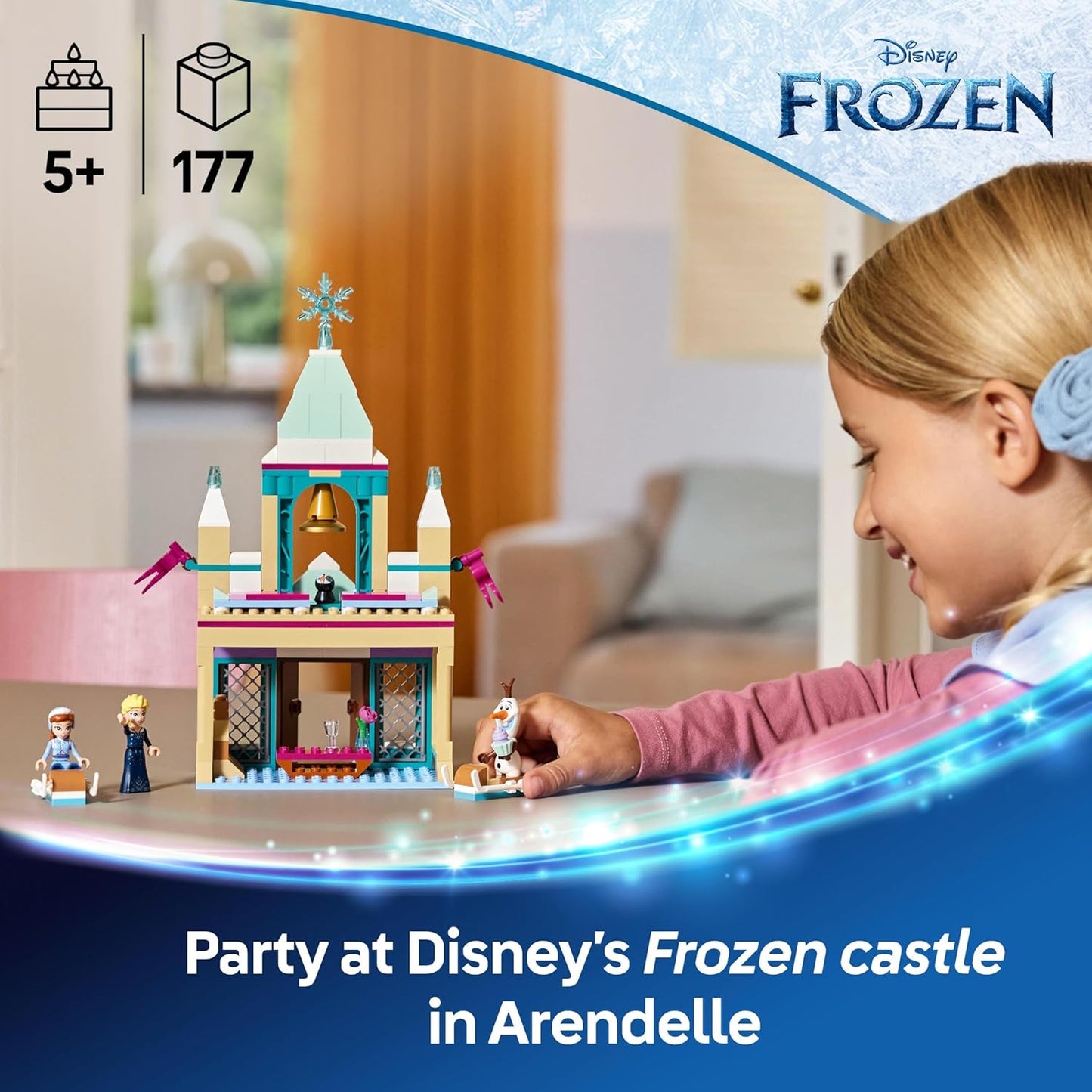 LEGO ǀ Disney Arendelle Frozen Castle Playset, brinquedo de construção de princesa para meninas de 5 anos ou mais, apresenta minibonecas Anna, Elsa, Olaf e uma figura de pinguim