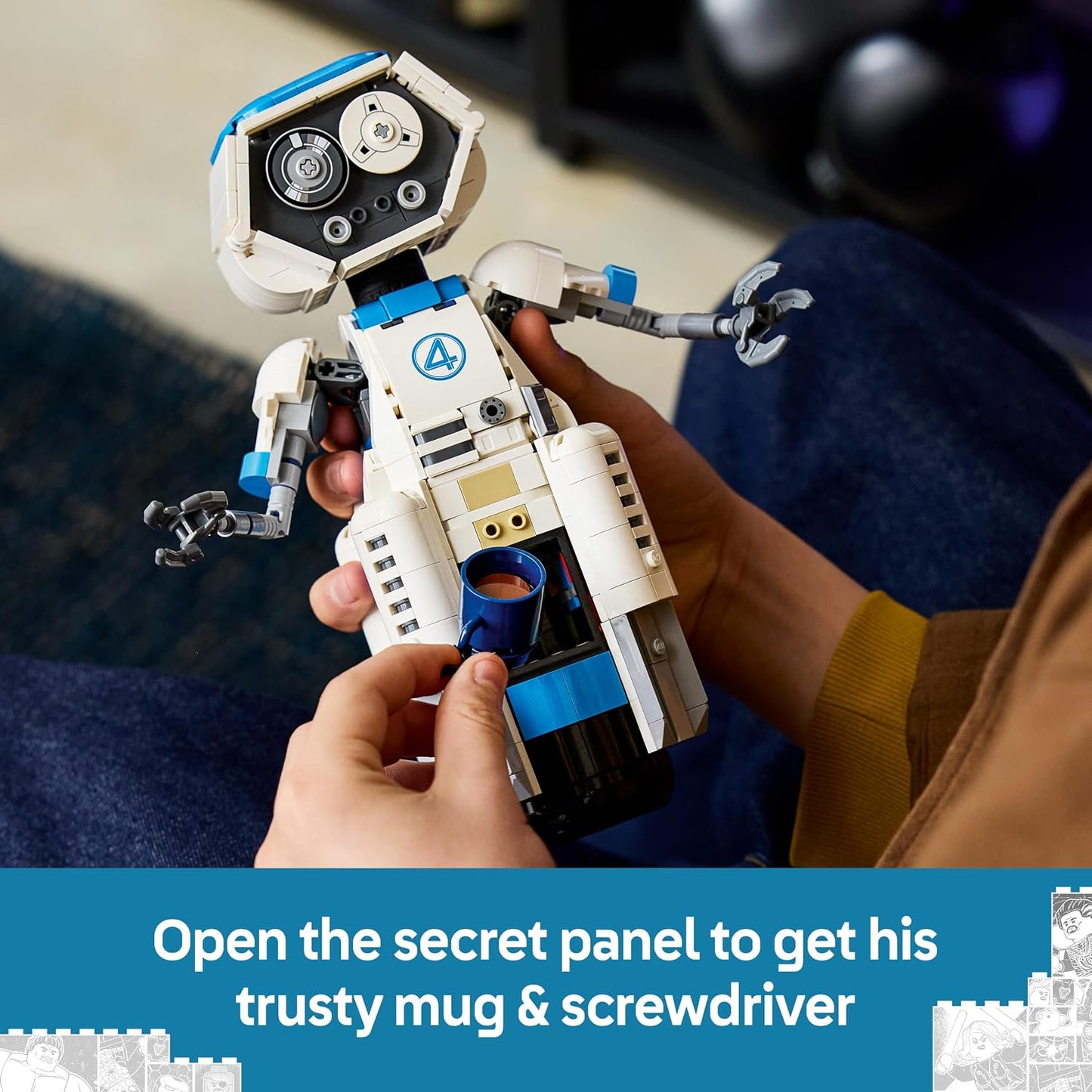 LEGO ǀ Marvel Figura H.E.R.B.I.E. do Quarteto Fantástico – Robô de Brinquedo Colecionável com Acessórios – Decoração para Quarto ou Mesa – Presente de Aniversário para Meninos a partir de 10 Anos e Fãs de Super-Heróis – 76339