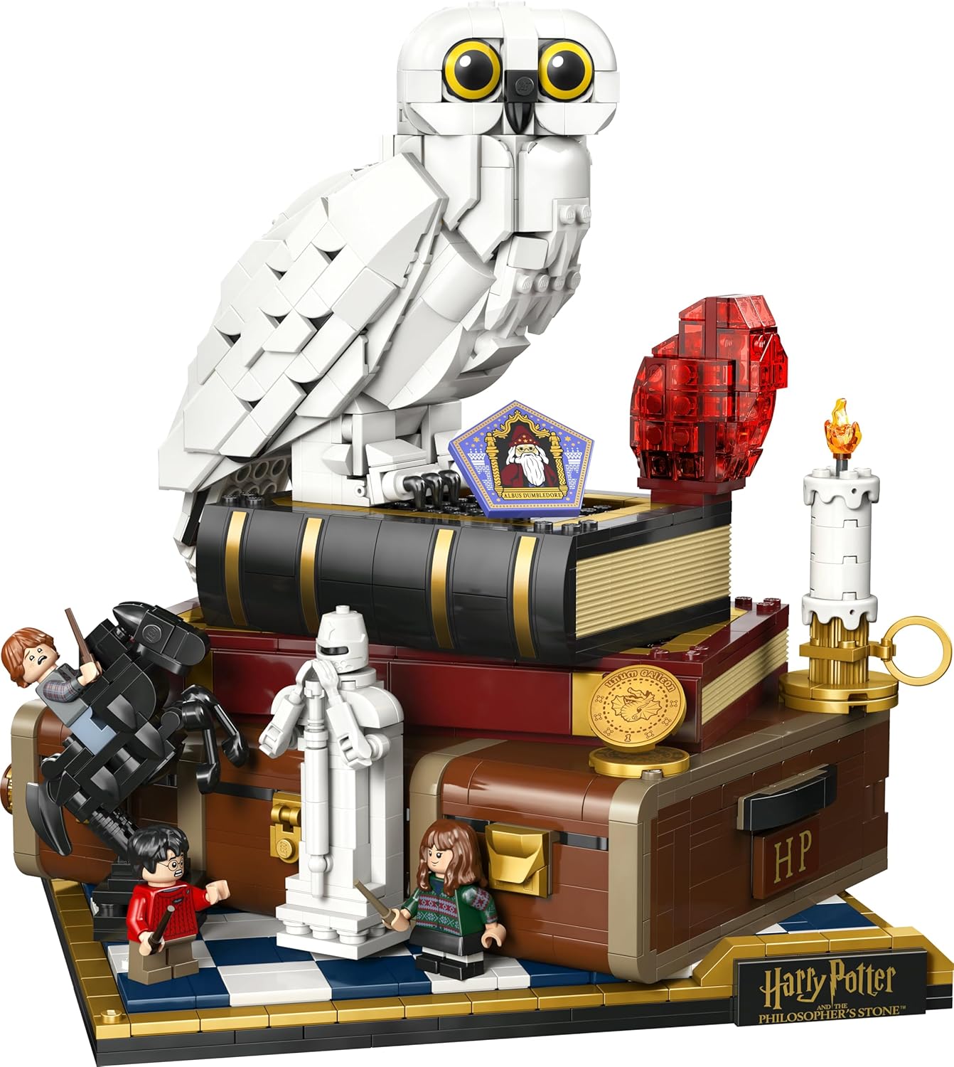 LEGO Harry Potter A Pedra Filosofal – Edição de Colecionador - Modelo DIY para Decoração de Quarto com Miniaturas de Cenas do Filme - Figura da Coruja Edwiges, 3 Minifiguras - Ideia de Presente para Fãs Adultos - 76466