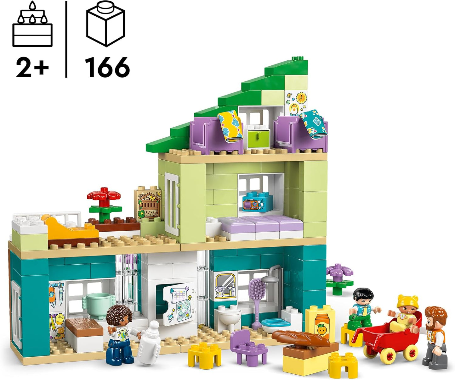 LEGO DUPLO 3 em 1 Casa Moderna com Figuras - Brinquedo Educativo para Desenvolvimento da Coordenação Motora em Crianças - Conjunto Montessori Interativo com Acessórios para Casa de Bonecas Presente para Meninas e Meninos a partir de 2 Anos 10470