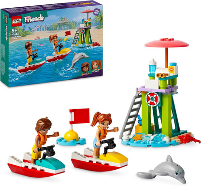 LEGO Friends Beach Water Scooter, conjunto de construção de brinquedos de salva-vidas para meninas, meninos e crianças de 5 anos ou mais, com 2 minibonecas e uma figura de golfinho para brincadeiras imaginativas, ideia de presente de aniversário 42623
