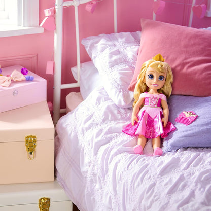 Disney Boneca Aurora Oficial da Store com Escova de Cabelo de Brinquedo, A Bela Adormecida, 40,5 cm / 16 pol., Coleção Once Upon a Story, Idade 3+