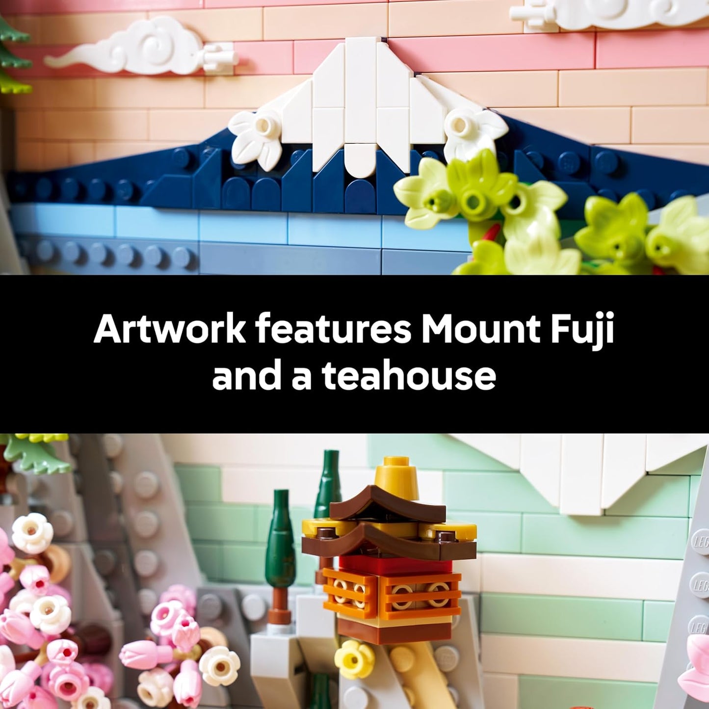 LEGO Art Paisagem de Cerejeiras Japonesas em Flor - Kit de Modelo em Miniatura DIY para Adultos - Arte de Parede 3D em Moldura Caixa com Monte Fuji, Sakura e Cachoeira Texturizada - Ideia de Presente - 31218