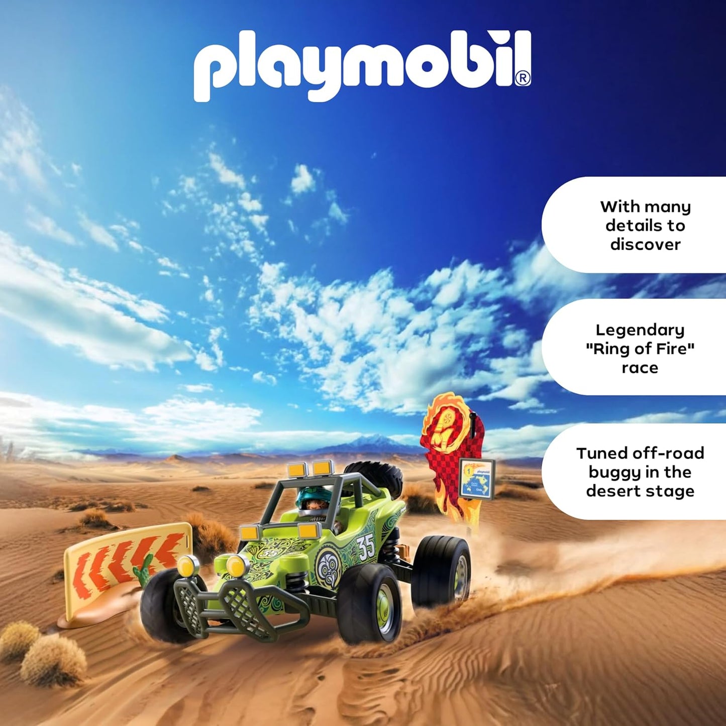 Playmobil | Carros | Buggy Off-road | Buggy do deserto com suspensão e estepe | carrinho de brinquedo para crianças a partir de 4 anos | 72063