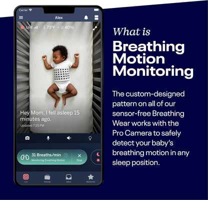 Nanit Kit Inicial de Roupa Respiratória - Envoltório e Faixa Respiratória 100% Algodão, Compatível com o Monitor de Bebê Pro para Rastreamento de Movimentos, Tamanho Pequeno, Cinza Claro