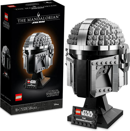 LEGO Star Wars Kit de construcción de modelo de casco mandaloriano, set de exhibición coleccionable para adultos, idea de regalo para hombres, mujeres, él o ella 75328