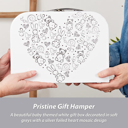 Presentes personalizados para bebês - Cesta para recém-nascidos em caixa de lembranças branca, inclui edredom de zebra para bebês, caixa de bebê, conjunto de presentes para recém-nascidos - 3 itens essenciais para bebês