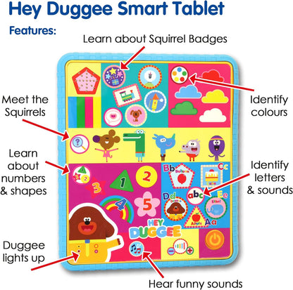 Hey Duggee Toys HD21 Hey Duggee Smart Tablet Toy para crianças - ajuda no desenvolvimento infantil, aprendizagem, resolução de problemas, fonética, sequências, cores, formas e reconhecimento de números, 3+ anos, cáqui
