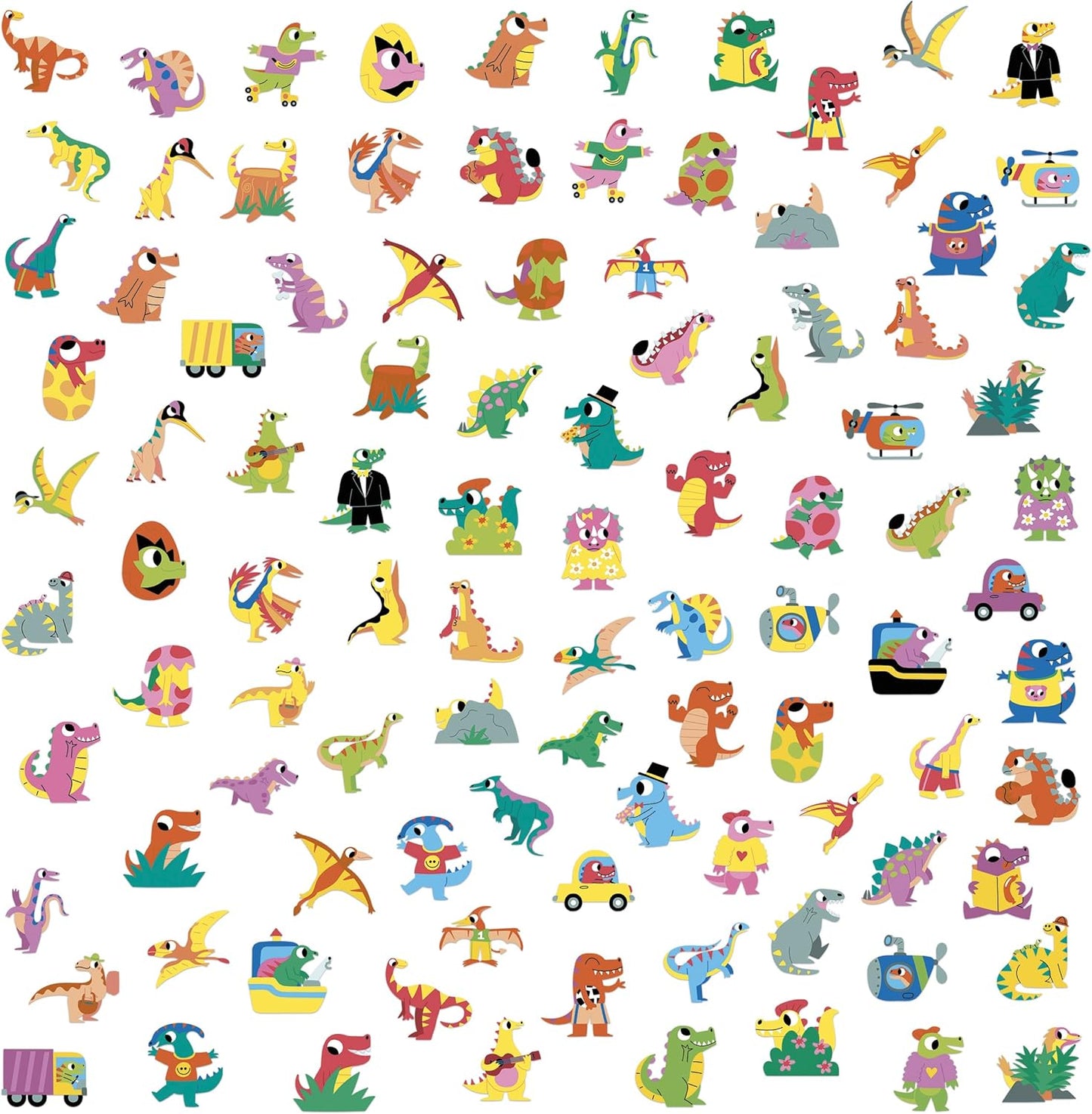 Janod - 50 Adesivos Grandes para Crianças 18 meses - Formato 7x8cm - Adesivos, Janod - Pacote com 100 adesivos - Adesivos de Bolso Formato 5x5cm - Dinos, Janod - Pacote com 300 adesivos - Adesivos de Bolso Formato 3x3cm - Geométricos