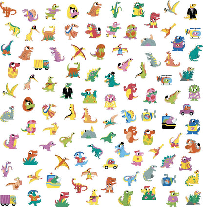 Janod - 50 Adesivos Grandes para Crianças 18 meses - Formato 7x8cm - Adesivos, Janod - Pacote com 100 adesivos - Adesivos de Bolso Formato 5x5cm - Dinos, Janod - Pacote com 300 adesivos - Adesivos de Bolso Formato 3x3cm - Geométricos