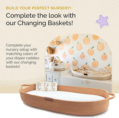 Yunioo Organizador de fraldas para itens essenciais de bebê para recém-nascidos, bolsa para troca de fraldas, cesta para presentes de chá de bebê, organizador de fraldas para trocador e trocador, cesta para guardar brinquedos