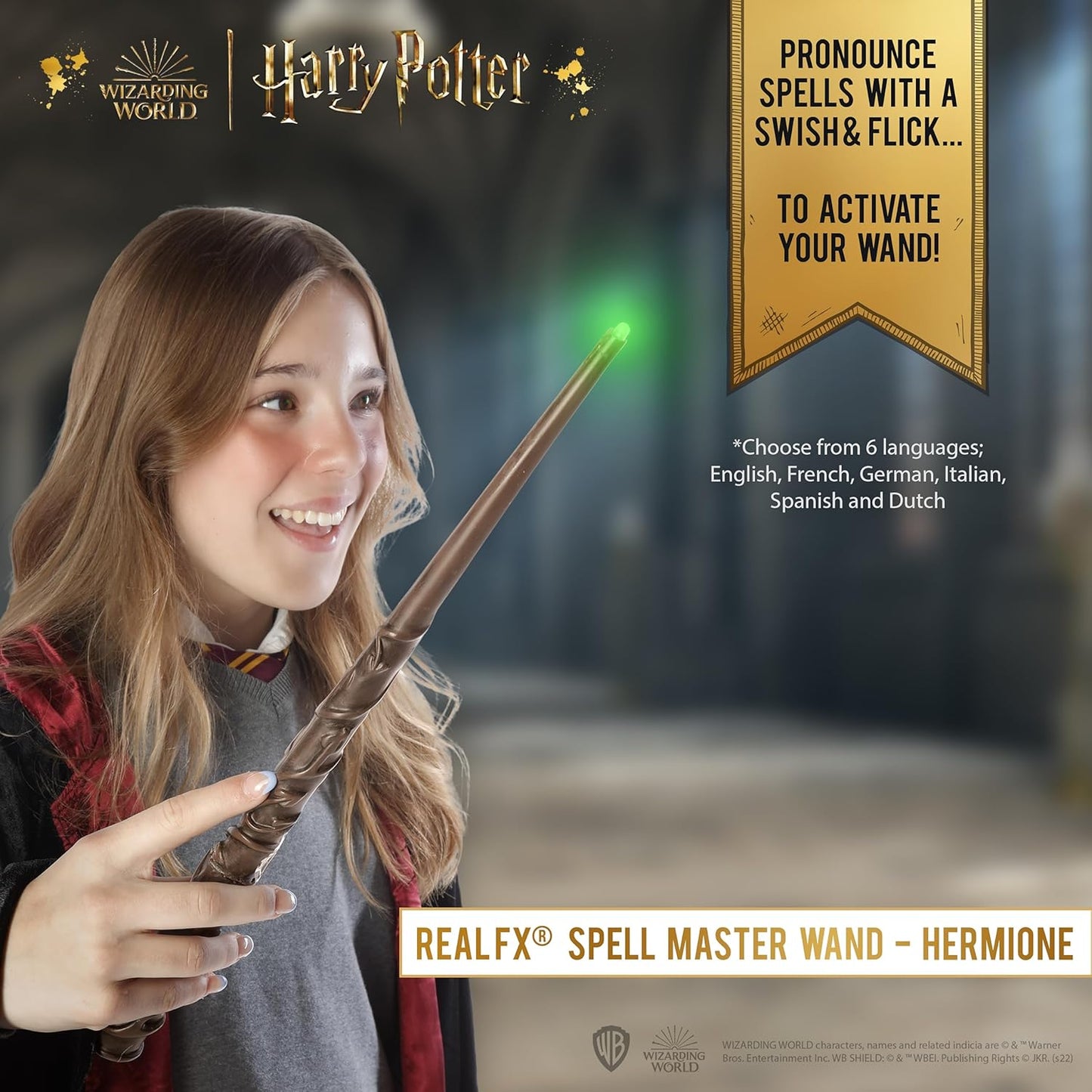 WOW! STUFF Varinha Harry Potter com Efeitos Reais | Varinha ativada por voz e luz e som | Presentes e Brinquedos Oficiais de Harry Potter do Mundo Mágico | Acessório de Fantasia para Fãs e Crianças a partir de 6 anos