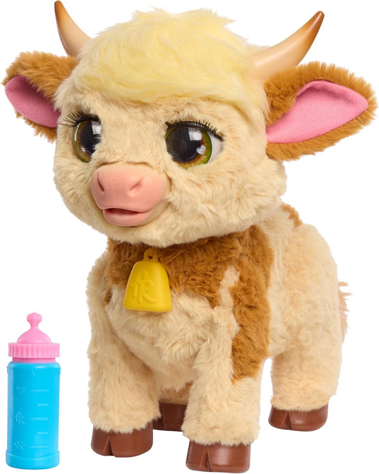 Just Play furReal Maggie, a Vaca Interativa "Coma e Siga", Mini Vaca Highland de 28 cm, para Meninos e Meninas a partir de 4 Anos