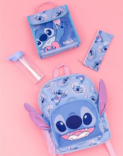 Disney Mochila para meninas Lilo e Stitch | Produtos de personagens alienígenas para crianças Mochila escolar com orelhas 3D Estojo para lápis e garrafa de água | Presentes para bolsas de volta às aulas