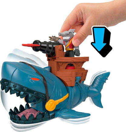 Fisher-Price Imaginext Tubarão Pirata vs Crocodilo: Brinquedo com Ação de Andar e Mordida, 2 Figuras de Ação e 6 Acessórios, JNB04