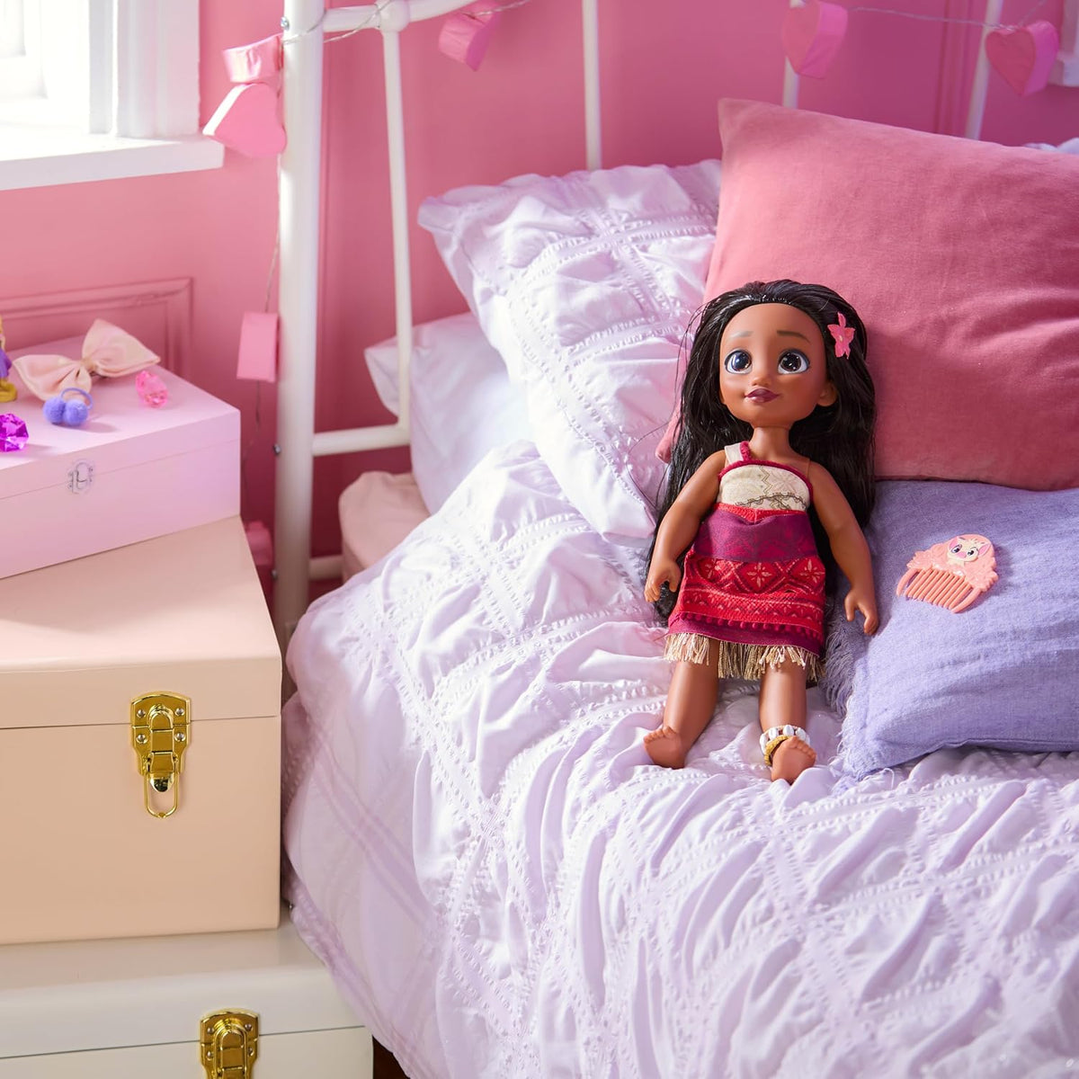 Disney Boneca Oficial Moana da Store com Escova de Cabelo de Brinquedo, 40,5 cm / 16 pol., Coleção Once Upon a Story, Idade 3+