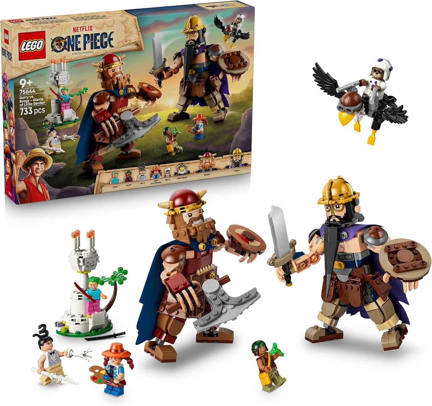 LEGO ONE PIECE Dorry vs. Brogy – Gigantes de Little Garden – Brinquedo Interativo com 2 Figuras de Ação e 5 Minifiguras – Presente para Meninos, Meninas e Fãs a partir de 9 Anos – 75644