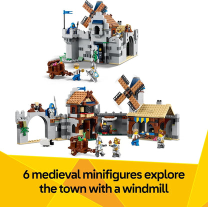 LEGO Creator 3 em 1 Castelo Medieval com Cavaleiros e Cavalos - Transforma-se em uma Cena de Torneio de Justas ou em uma Cidade - Inclui 6 Minifiguras - Presente Criativo para Meninos e Meninas a partir de 9 Anos - 31168