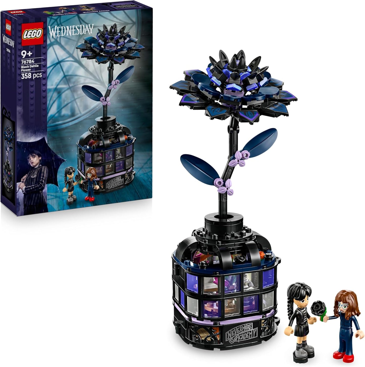 LEGO Wednesday Black Dahlia Flower Toy - Modelo que abre para brincar e exibir, com 2 mini bonecas e acessórios - Presente para meninas e meninos a partir de 9 anos e fãs da série de TV - 76784