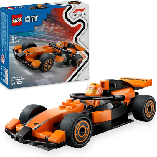LEGO City F1 Driver com McLaren Race Car - Brinquedo de construção de Fórmula 1 com uma minifigura de piloto de corrida - Pequena ideia de presente de aniversário para meninos e meninas com mais de 6 anos ou fãs adultos de automobilismo