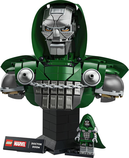 LEGO Busto do Doutor Destino da LEGO Marvel (76345) | Conjunto para adultos, modelo para exibição, inclui minifigura e placa de identificação, item de decoração para prateleiras ou ambientes, ideia de presente com o tema Vingadores, 379 peças