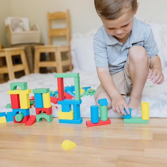 Melissa & Doug 100 blocos de construção de madeira | Brinquedo de desenvolvimento | Blocos e construção de brinquedo | Idade 2+ | Conjunto de 100 peças|Presente para menino ou menina
