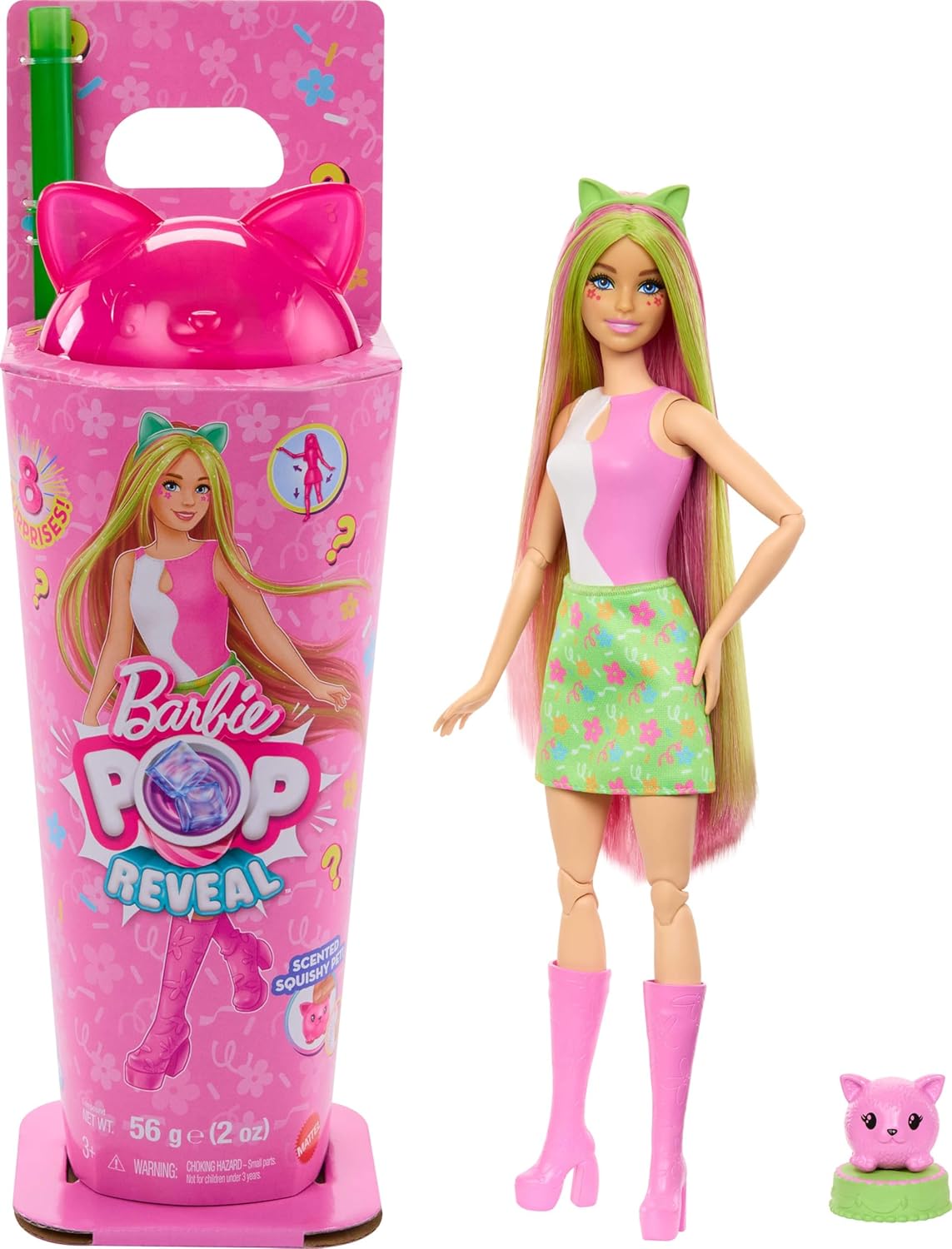 Barbie Pop Reveal Series Boneca e Acessórios Conjunto Shakes Series - Boneca Azul, Boneca Laranja, Boneca Rosa, Pop Reveal Chelsea Shakes Series Os estilos dos assistentes podem variar