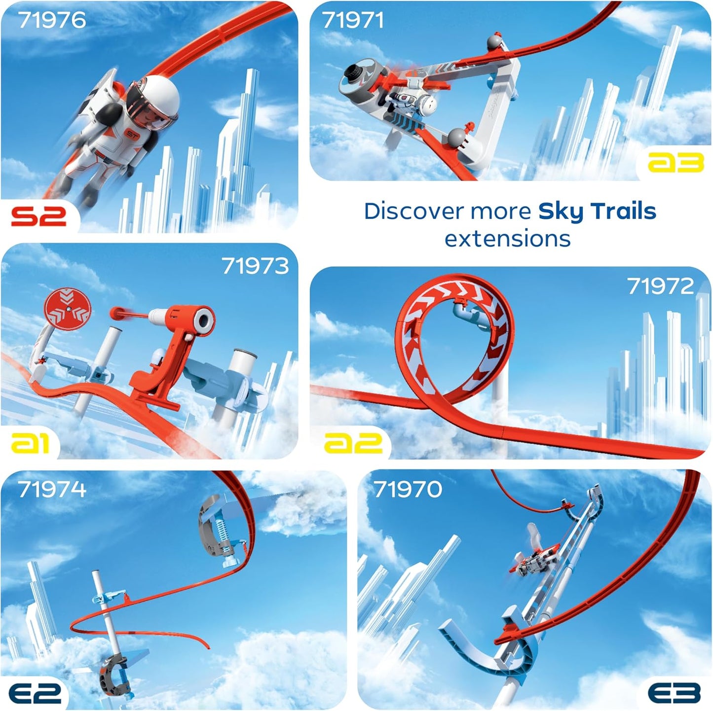 Sky Trails no céu | Reforço | Power-Beschleuniger com Katapult-Funktion für Bahnen | Crianças perfeitas para crianças até 7 anos | 72059