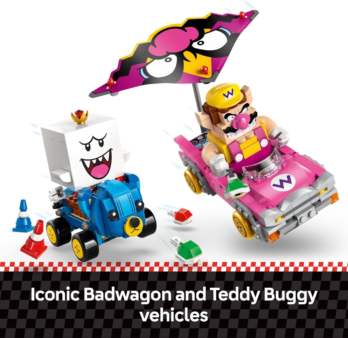 LEGO Super Mario: Mario Kart – Wario e Rei Boo - Brinquedo interativo com 2 carros e 2 figuras para brincar e exibir - Presente gamer para meninos e meninas a partir de 8 anos - 72038