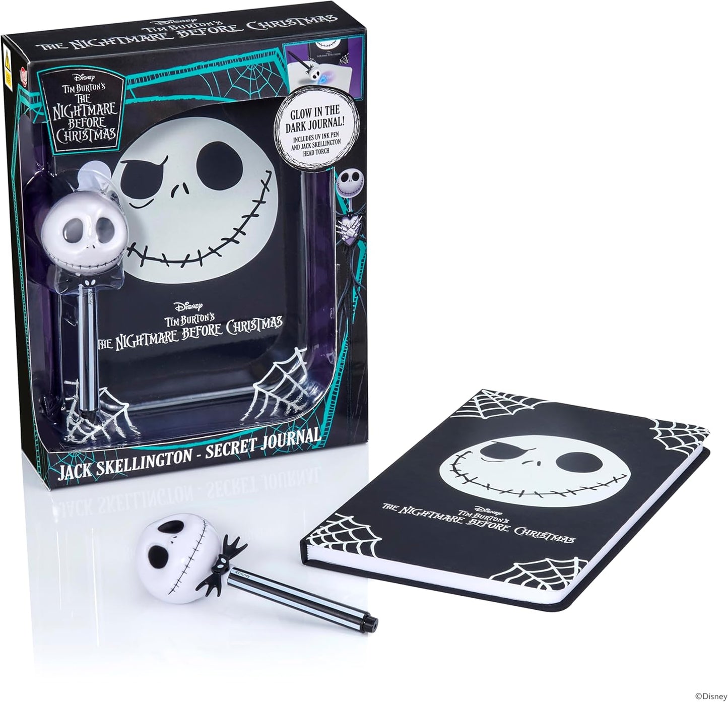 UAU! Coisas da Disney O Estranho Mundo de Jack Diário Secreto de Jack | Caneta de Tinta Invisível e Lanterna Reveladora UV | Caderno Oficial Licenciado para Presente para Fãs e Crianças