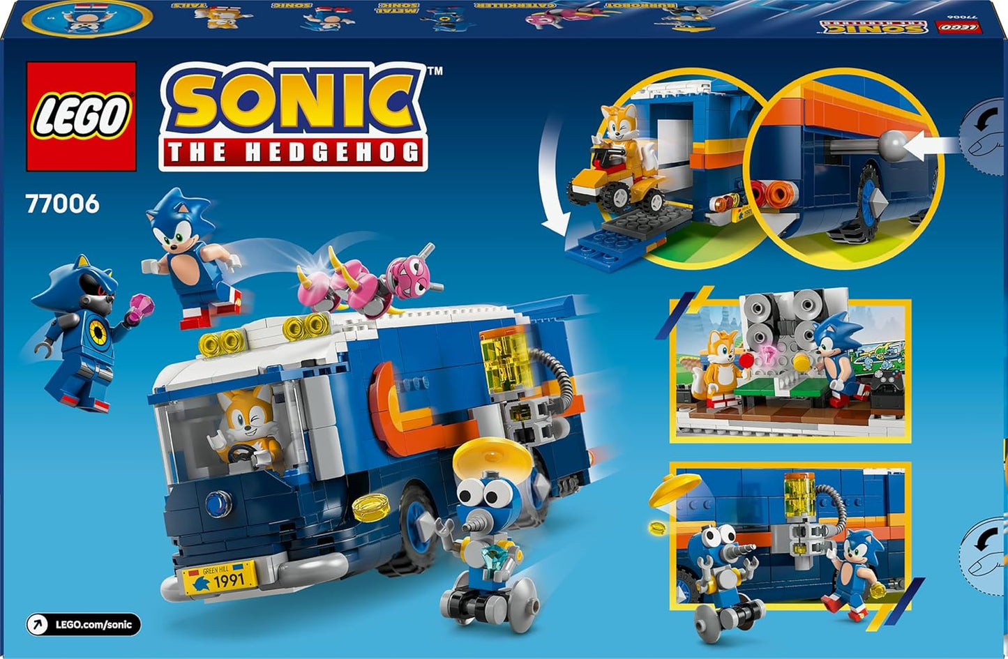 LEGO Sonic the Hedgehog Caminhão de Comando da Equipe Sonic - Conjunto Interativo com um Quadriciclo e 5 Figuras, incluindo Tails - Presente para meninos e meninas a partir de 8 anos e fãs de jogos - 77006